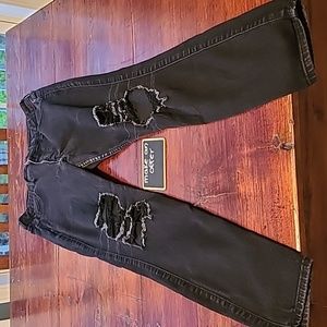 Hollister black distressed skinny jeans. Like new